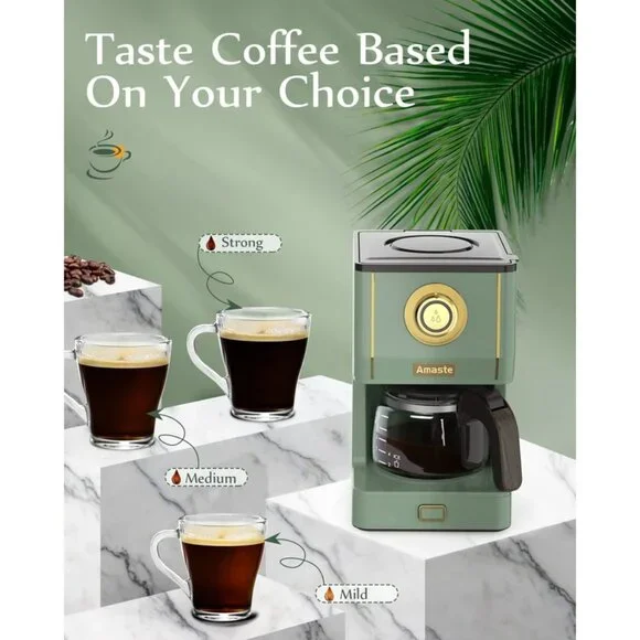 Amaste Retro Drip Coffee Maker | 25 oz Glass Pot | Matcha Green | NIB - Picture 3 of 5